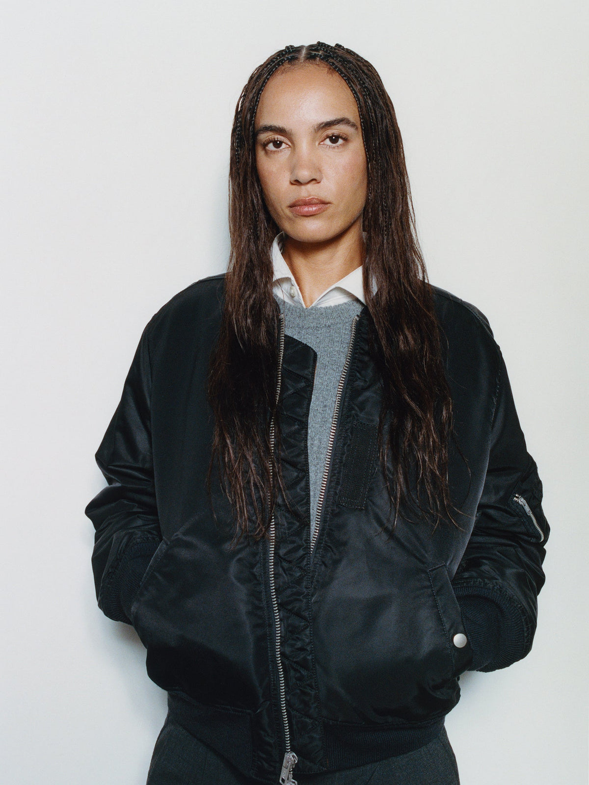 Ma-1 Bomber Unisex Long Sleeve In Black