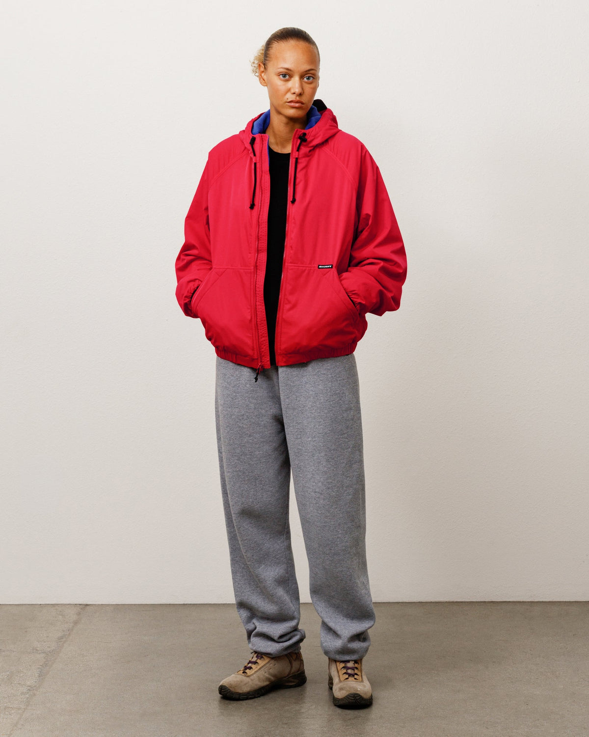 Coastline Hooded Jacket Unisex Long Sleeve In Red