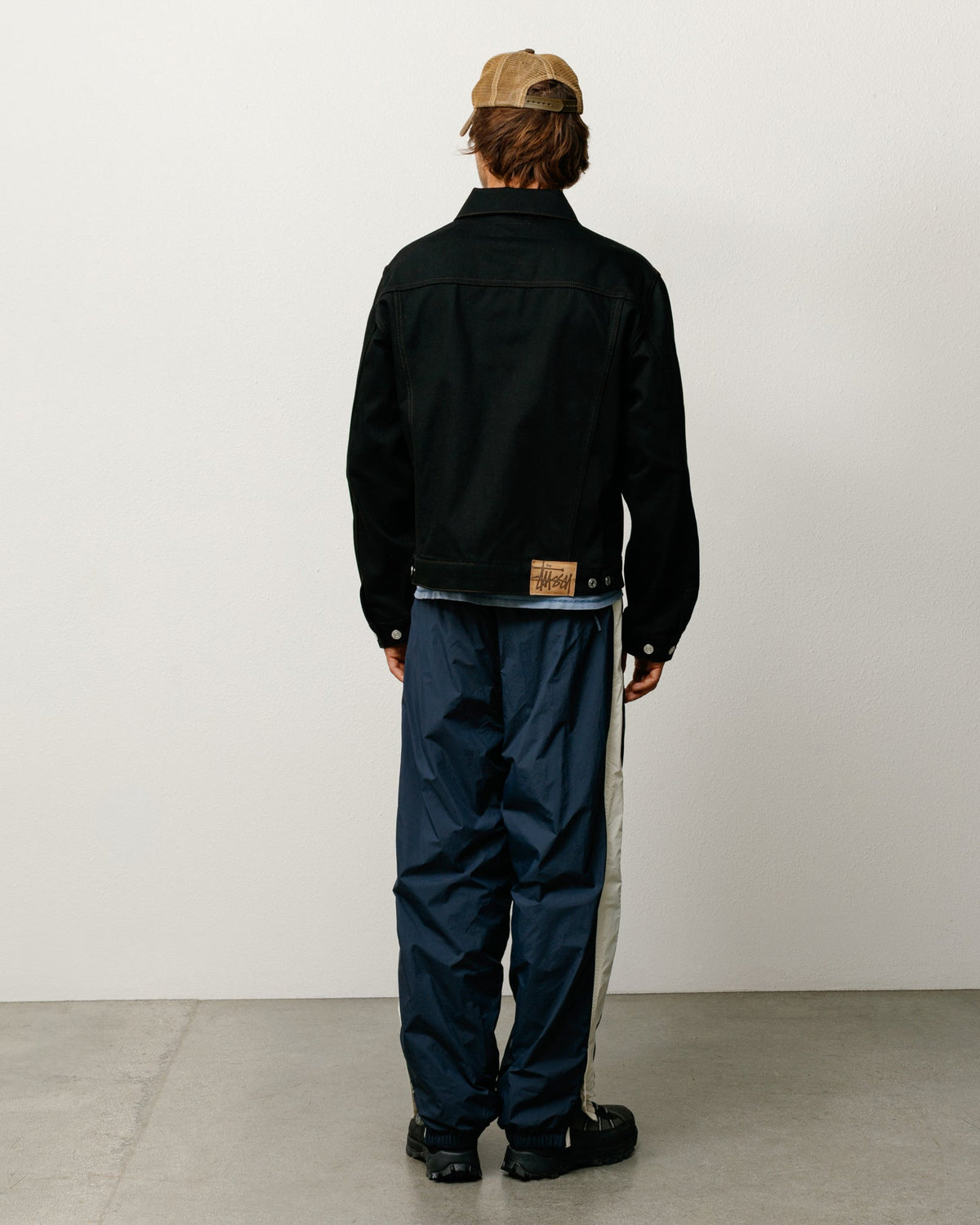 Stüssy Denim Trucker Jacket in Raw Black Contrast Stitch