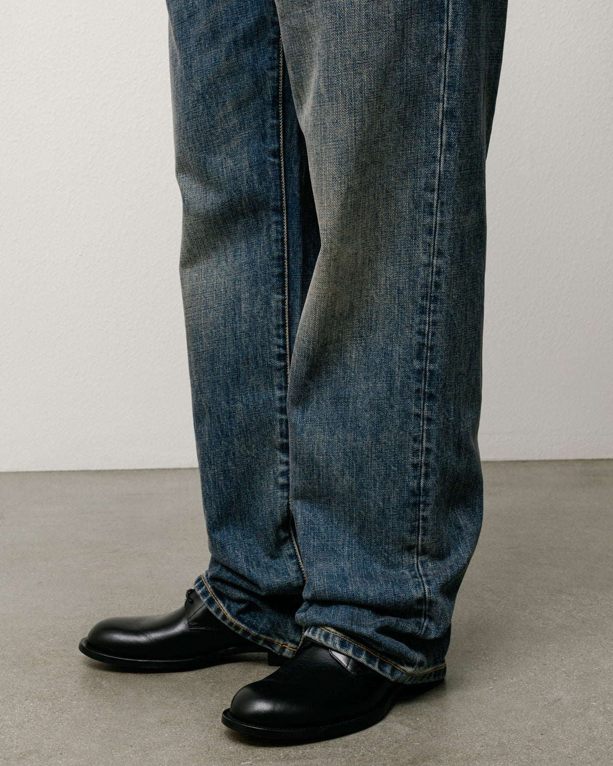 New Classic Jean Slub Jean in Blue, straight-leg denim worn on model