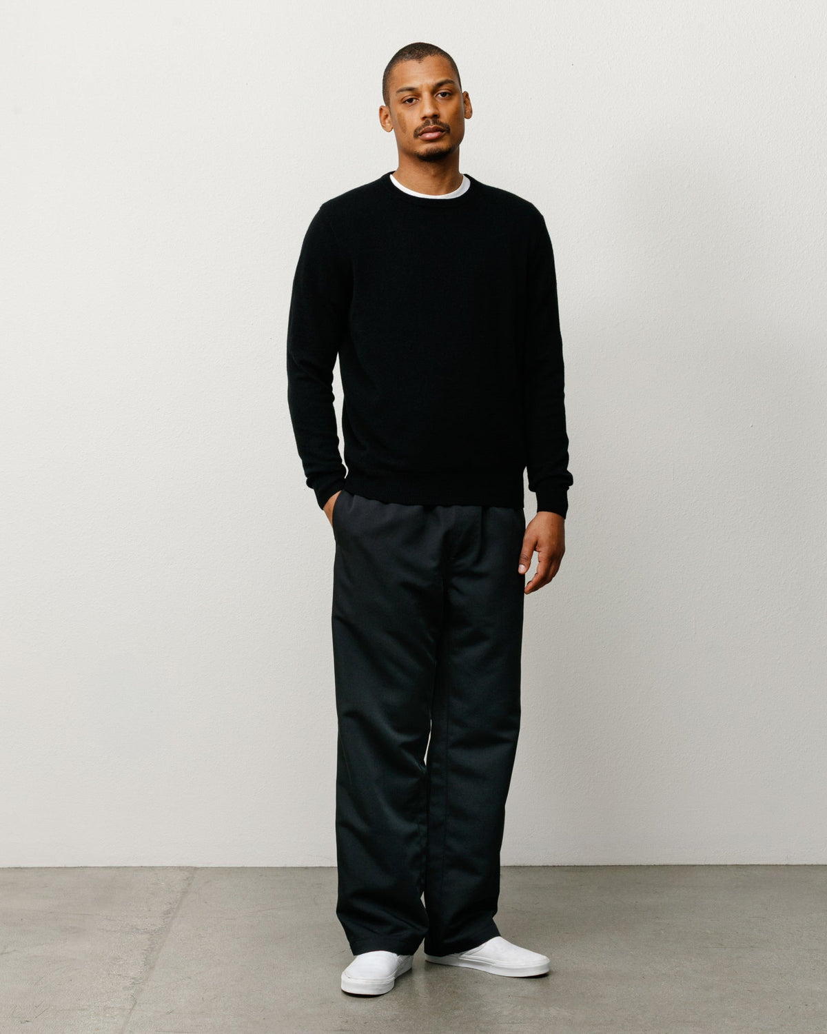 Poly Beach Pant unisex regular-fit black twill pants with elastic waist