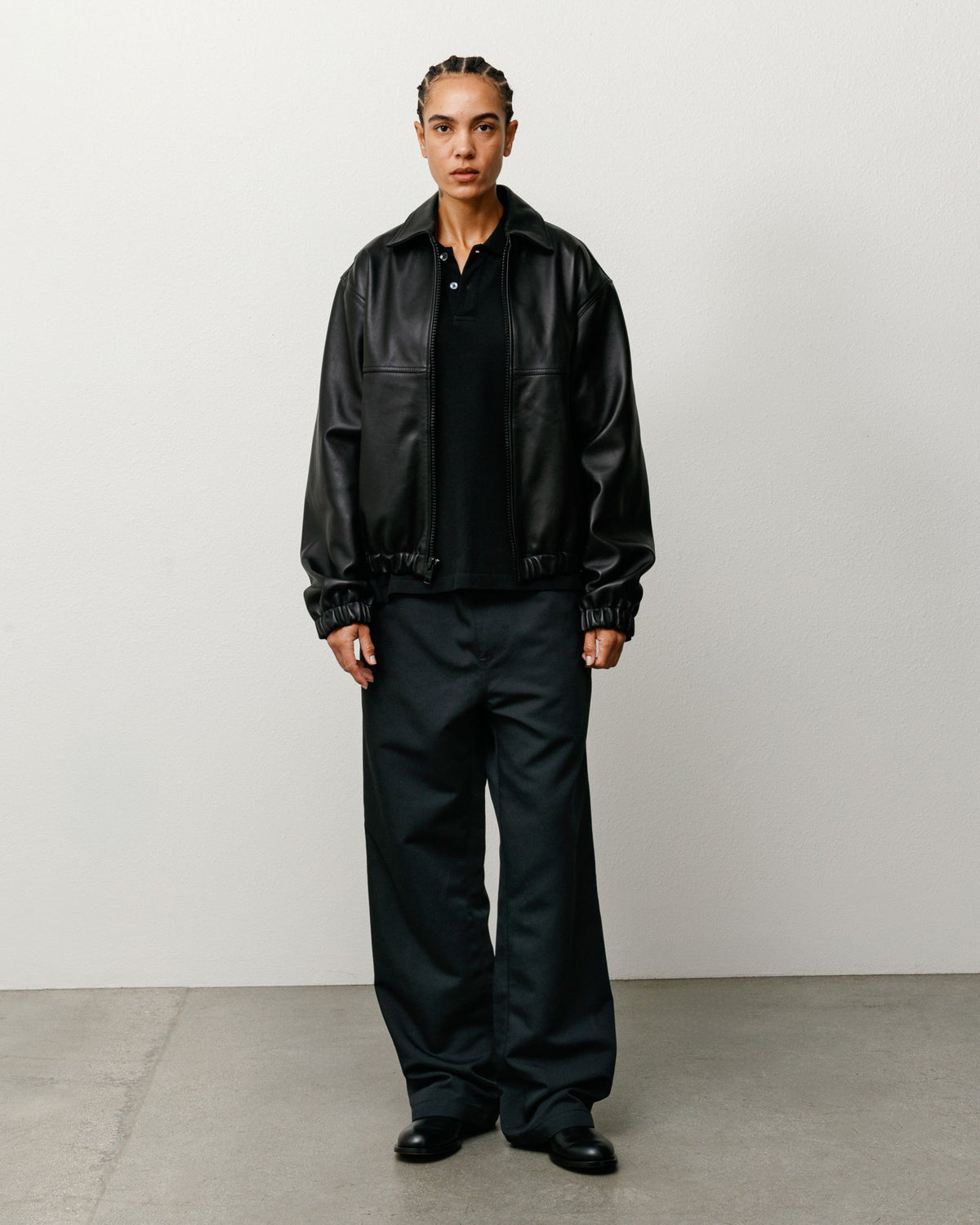 Poly Beach Pant pants in Black, relaxed unisex twill with elastic waist and wide leg