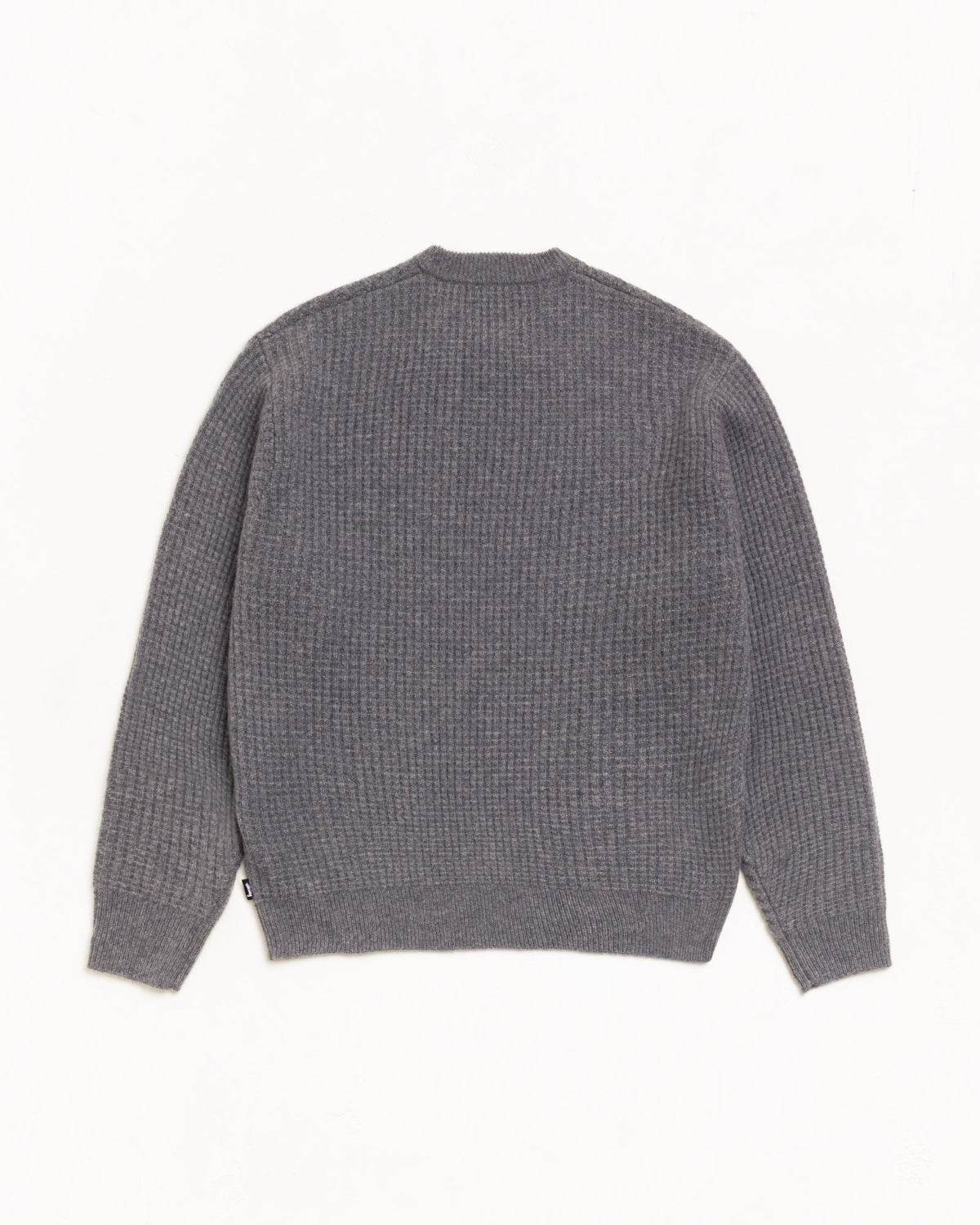 Waffle Cashmere Sweater Unisex Long Sleeve In Charcoal
