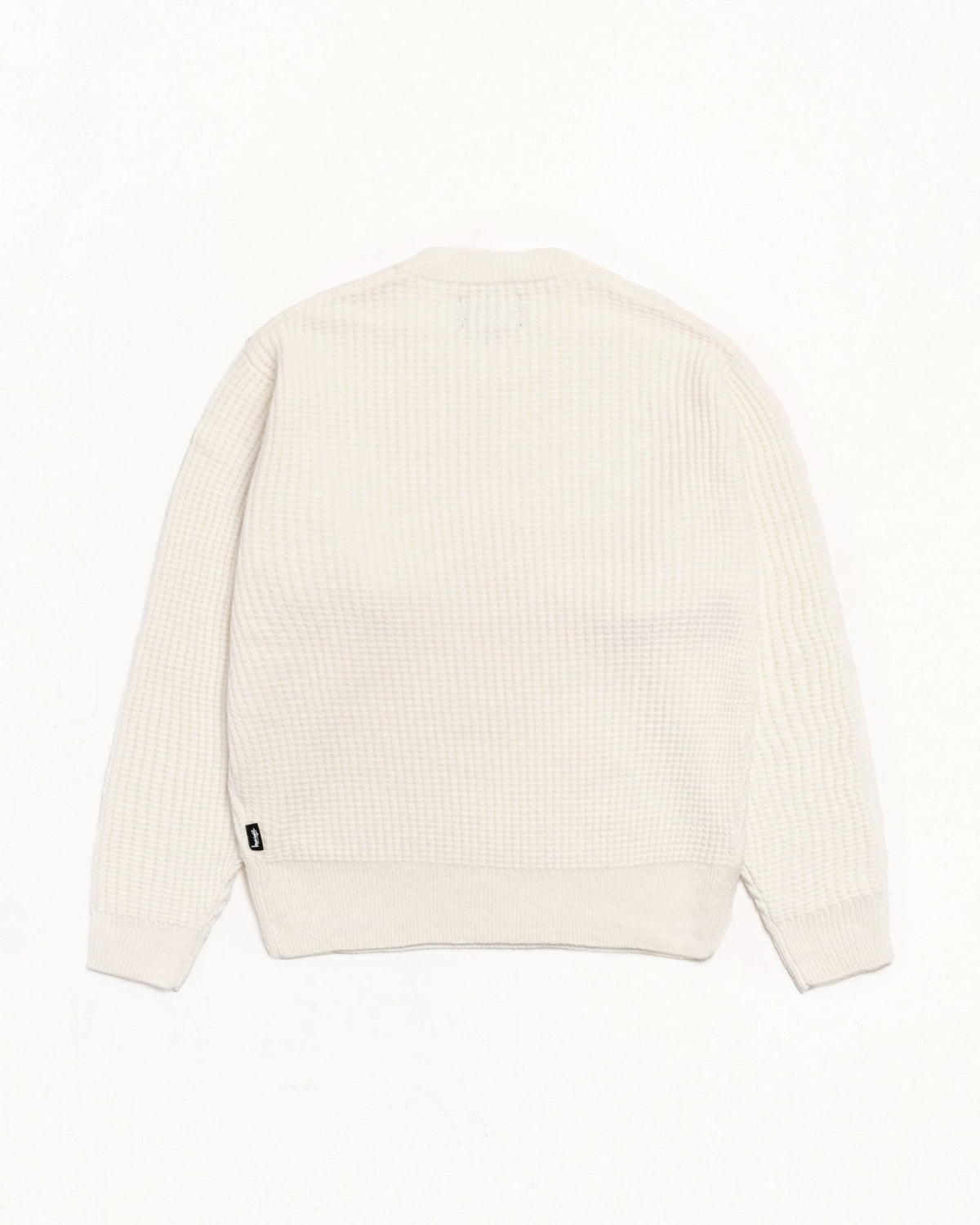 Waffle Cashmere Sweater Mens Long Sleeve In Ivory