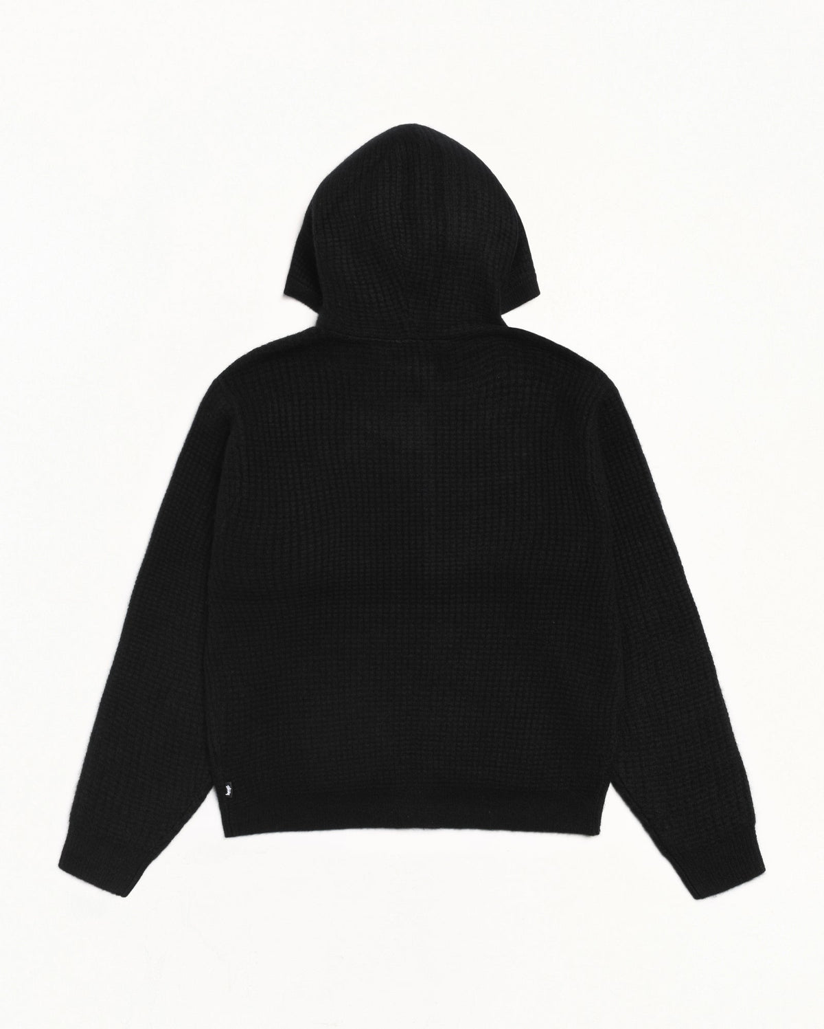 Waffle Cashmere Zip Hood Mens Long Sleeve In Black