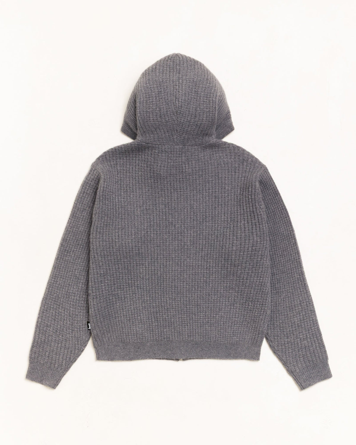 Waffle Cashmere Zip Hood Unisex Long Sleeve In Charcoal