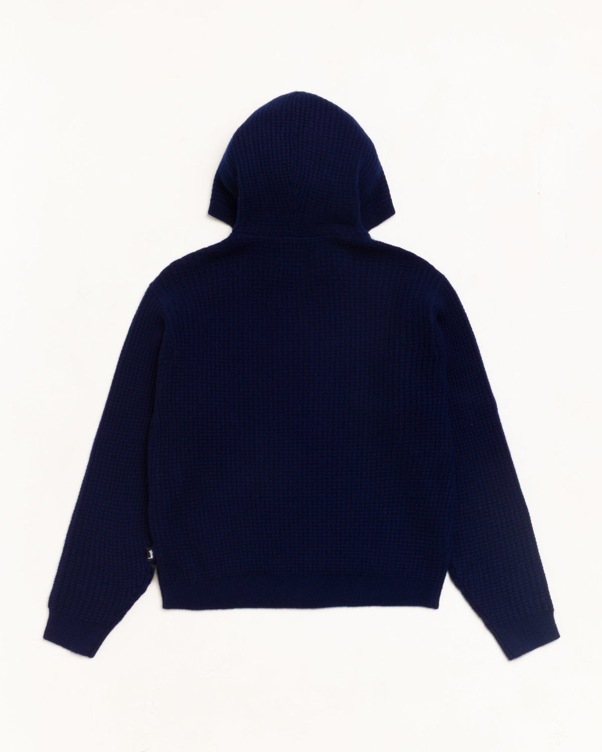 Waffle Cashmere Zip Hood Unisex Long Sleeve In Deep Navy