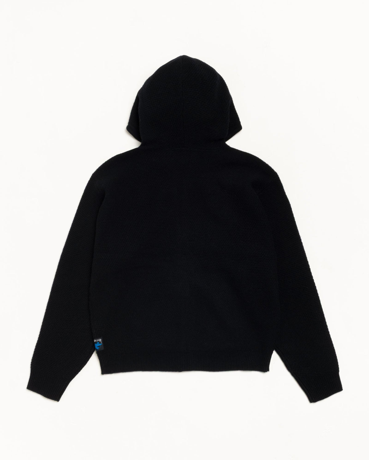 Textured Zip Hooded Sweater Mens Long Sleeve In Black