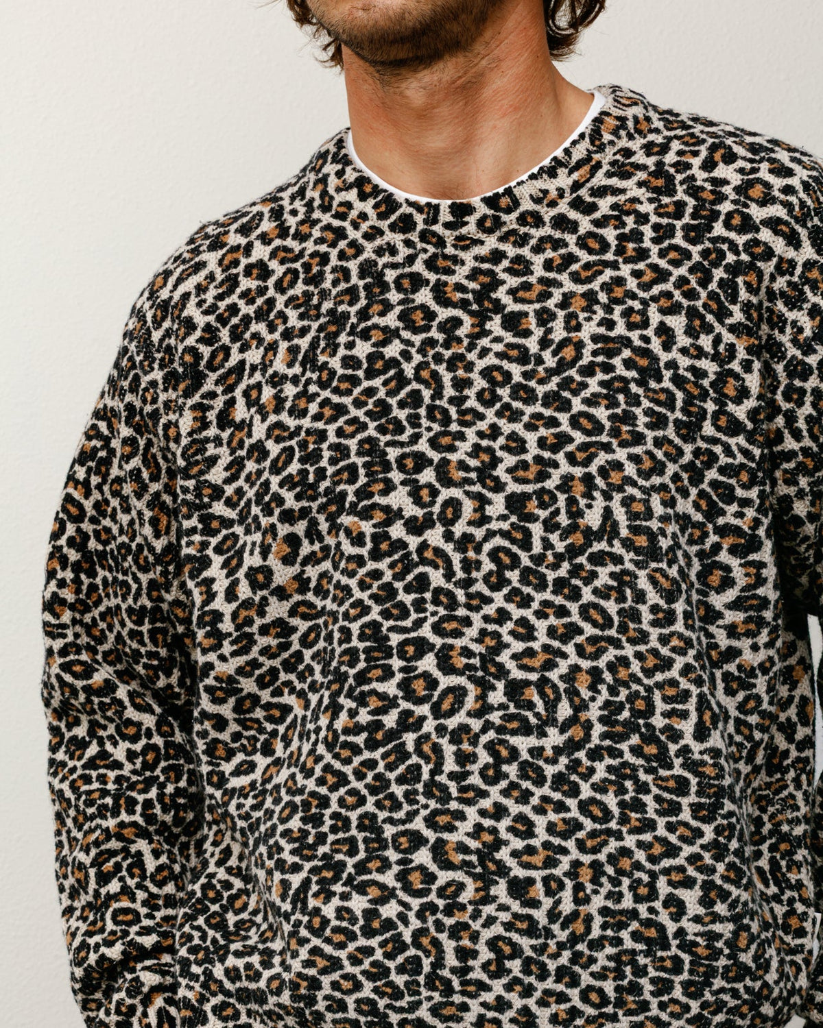 Leopard Sweater Mens Long Sleeve In Leopard