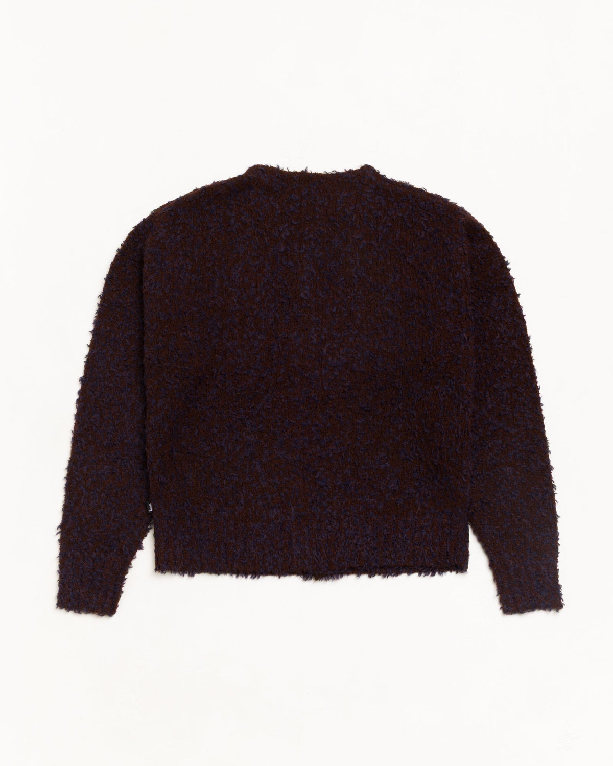 Textured Cardigan Unisex Long Sleeve In Navy Brown