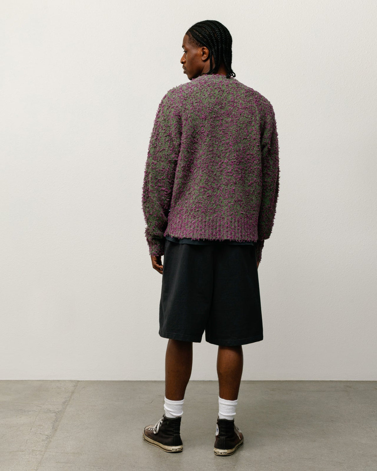 Textured Cardigan Mens Long Sleeve In Purple/green