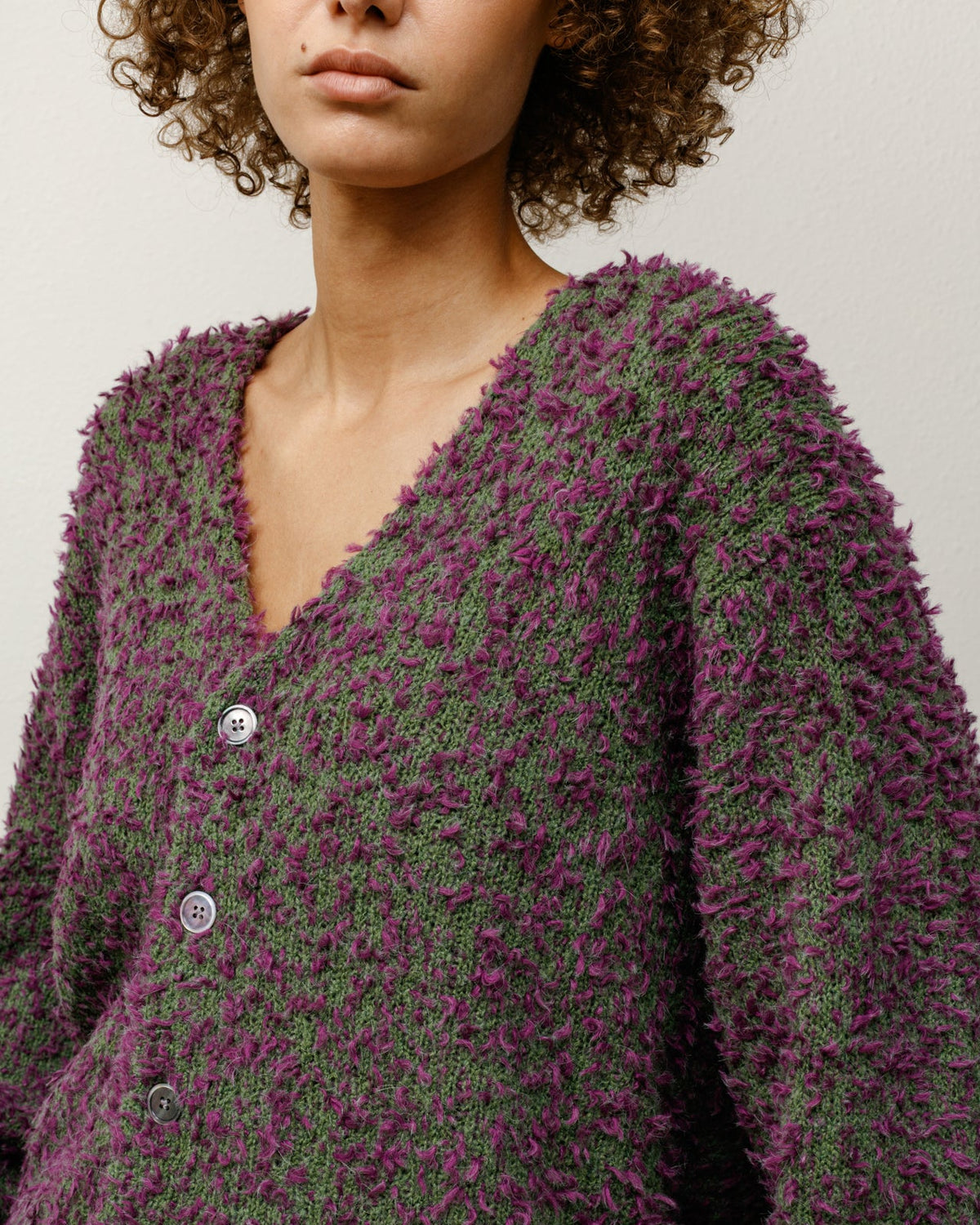 Textured Cardigan Mens Long Sleeve In Purple/green