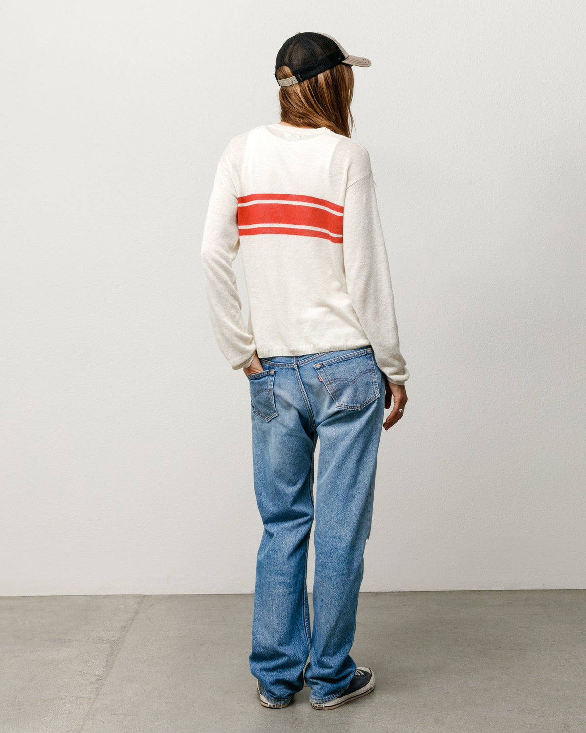 Lightweight Striped Sweater Sweater in Bone, unisex long-sleeve knit