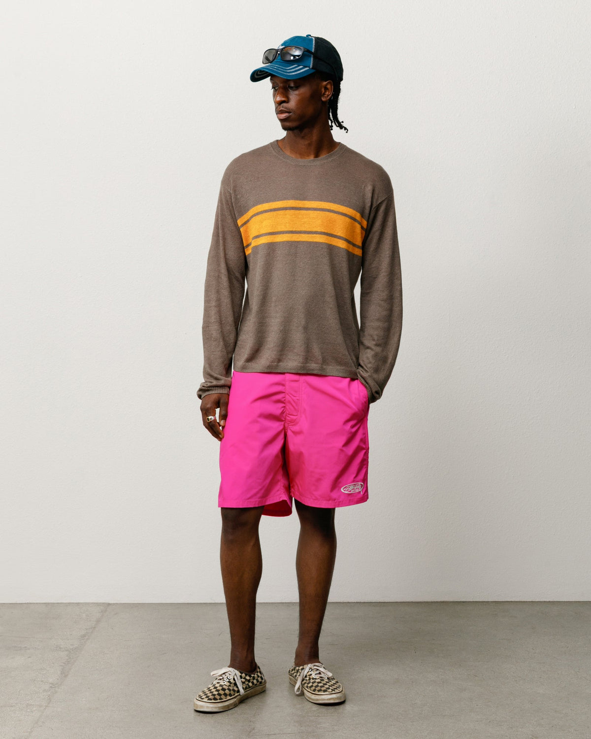 Lightweight Striped Sweater Pullover in the color Brown