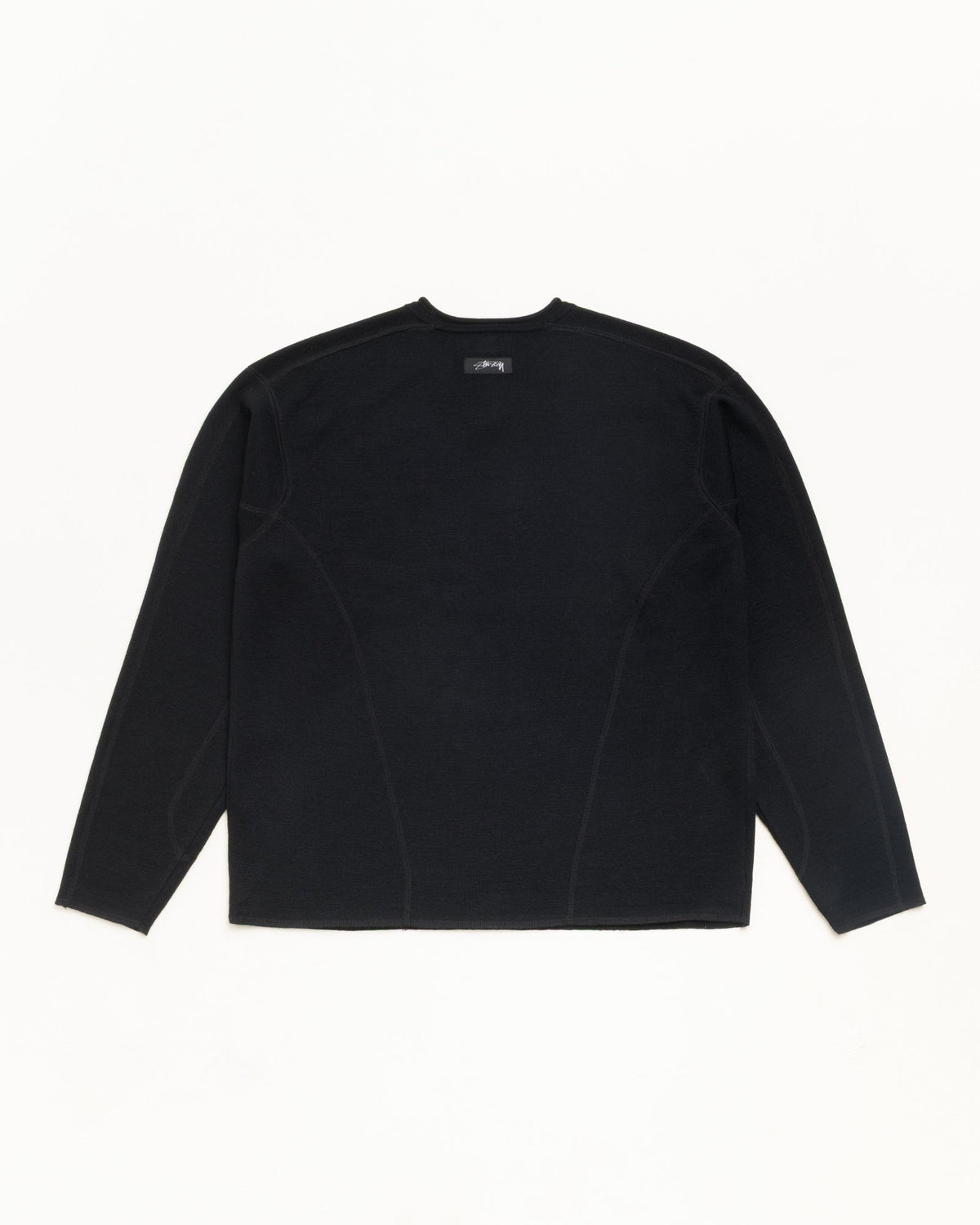Wave Knit Sweater Unisex Long Sleeve In Black
