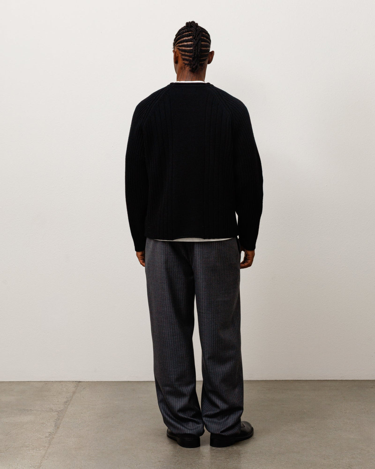 Merino Roll Neck Sweater Unisex Long Sleeve In Black