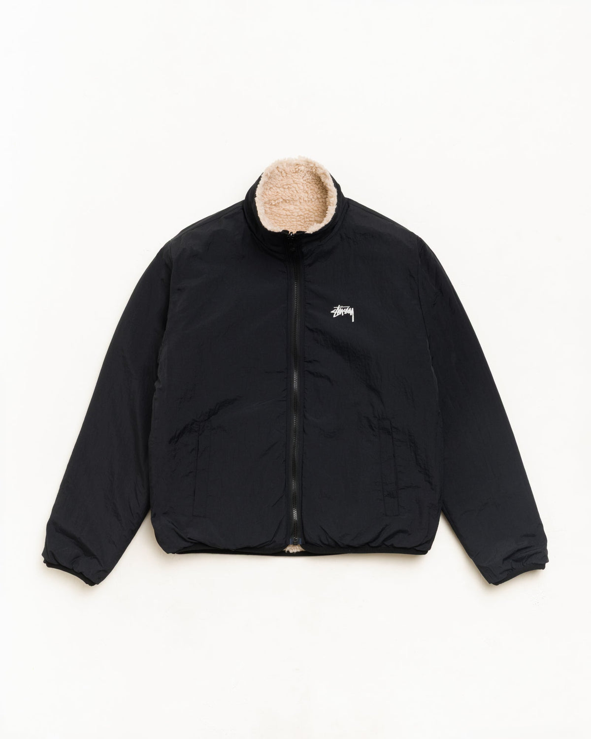 Sherpa Reversible Jacket Unisex Long Sleeve In Beige