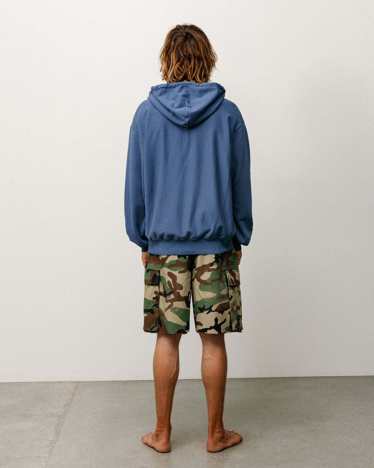 Lightweight Terry Zip Hoodie Unisex Long Sleeve In Blue