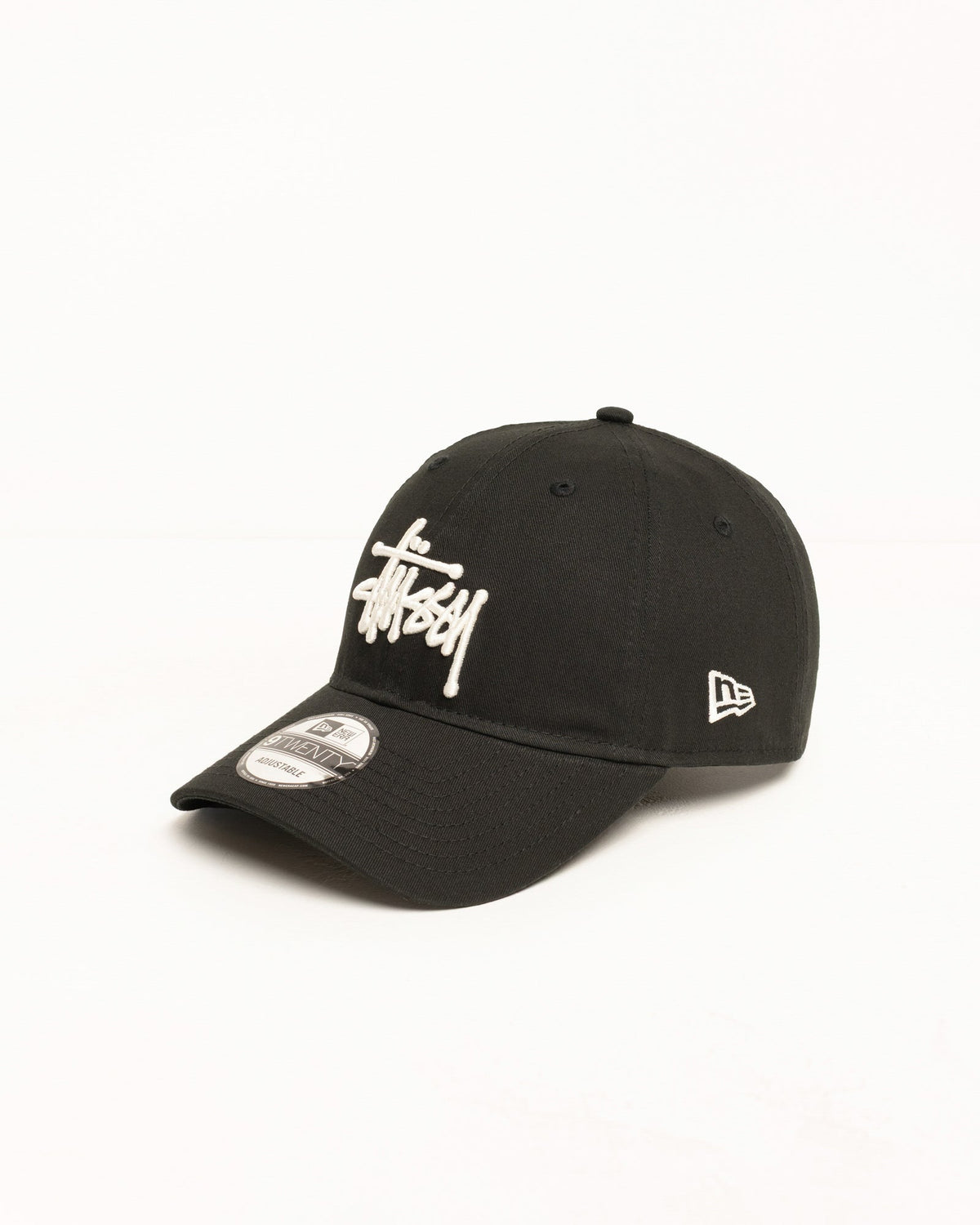 9TWENTY BASIC CAP headwear in Black cotton twill with raised logo