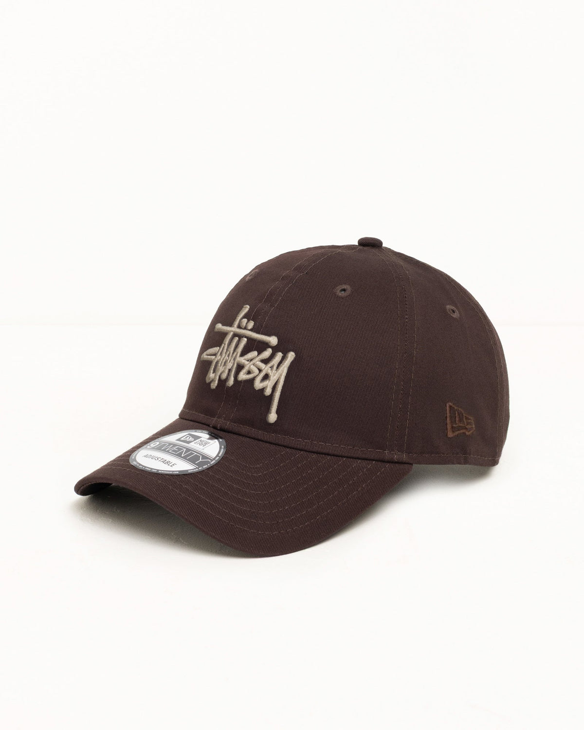 9TWENTY Basic Cap in Brown cotton twill with raised Stüssy logo embroidery