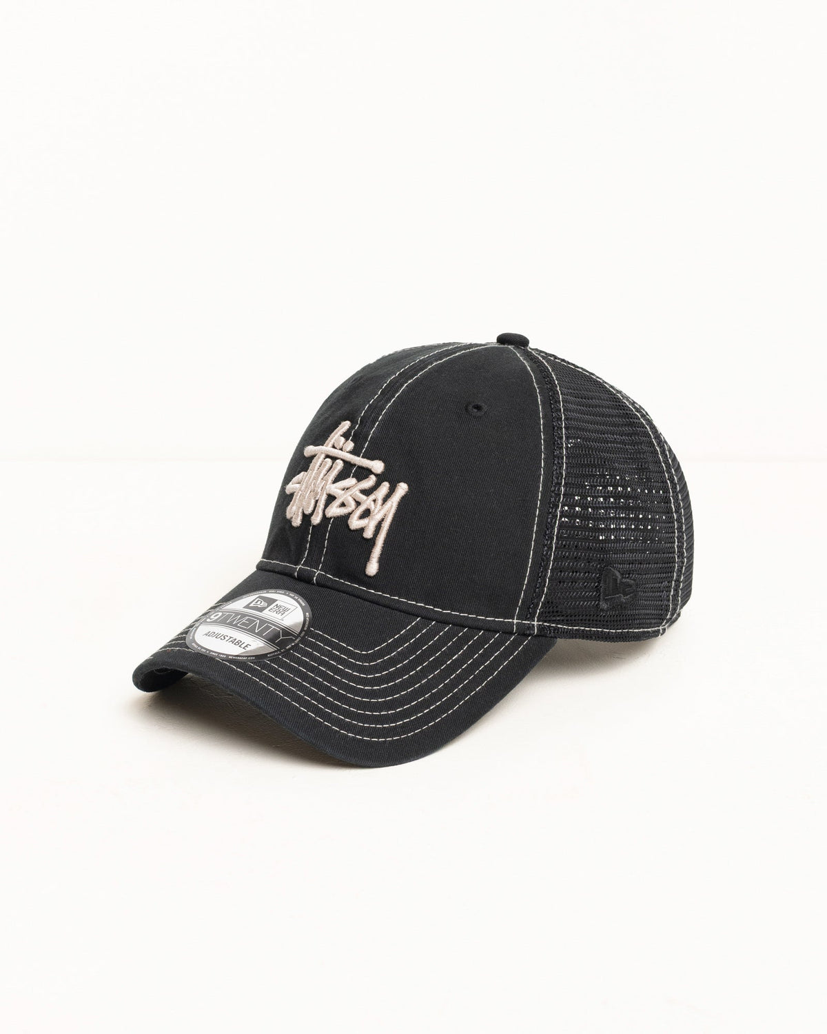 9TWENTY Washed Basic Trucker Cap in Black