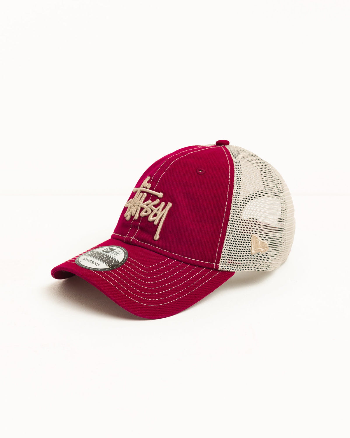 9TWENTY Washed Basic Trucker Unisex Cap in Cardinal