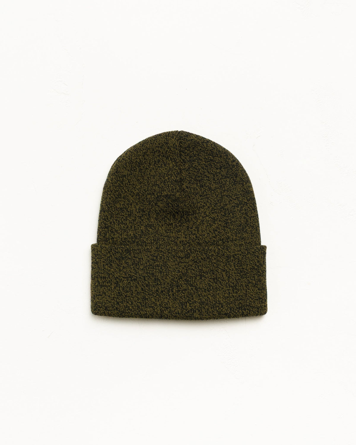 Cuff Beanie Stock Beanie in Marled Olive with Stüssy stock logo embroidery