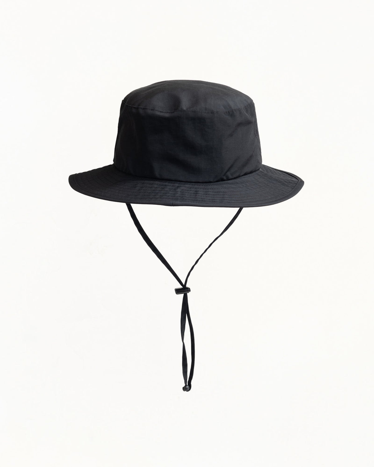 Basic Boonie Hat unisex in black nylon with adjustable chin strap