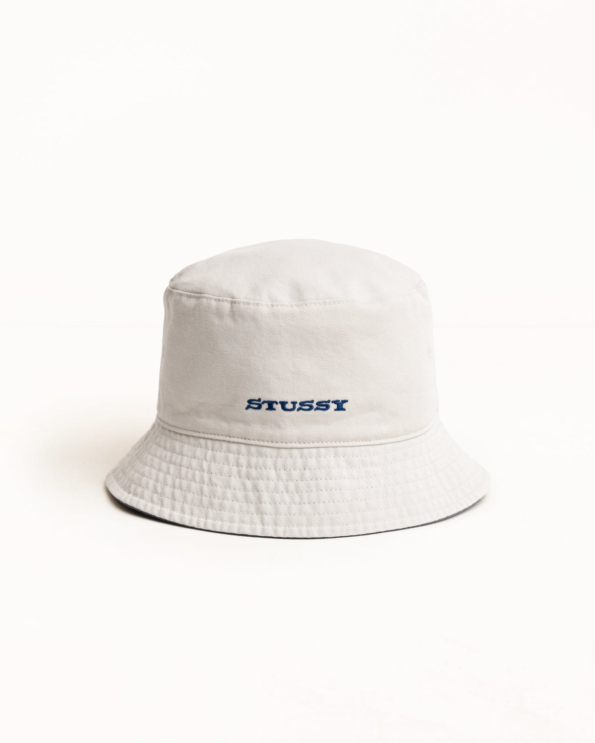 Reversible Stock Bucket Hat in Navy/Stone cotton twill