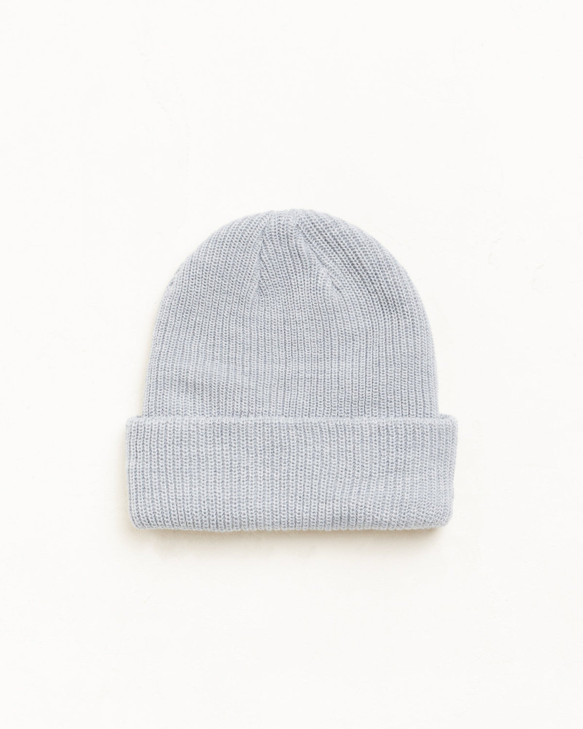 Basic Stüssy Cuff Beanie headwear in heather grey, ribbed acrylic cuff, unisex fit