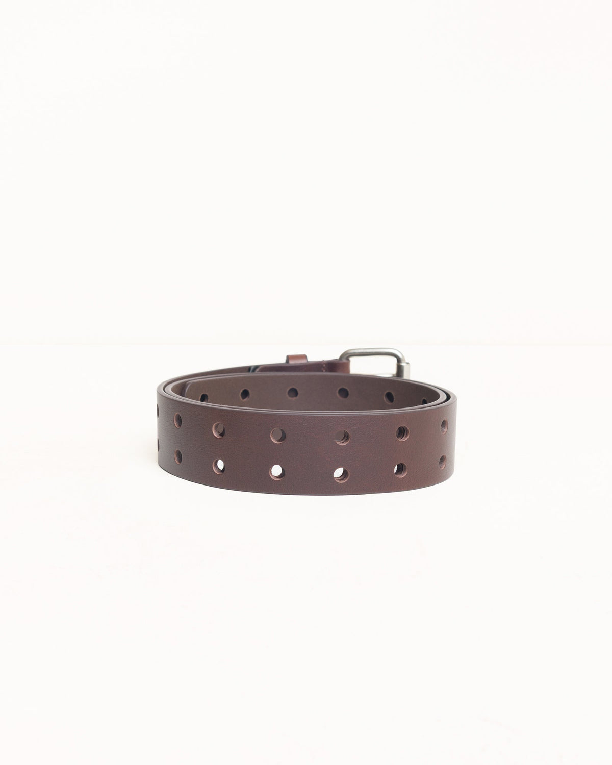 Leather Punch Out Belt Unisex In Brown