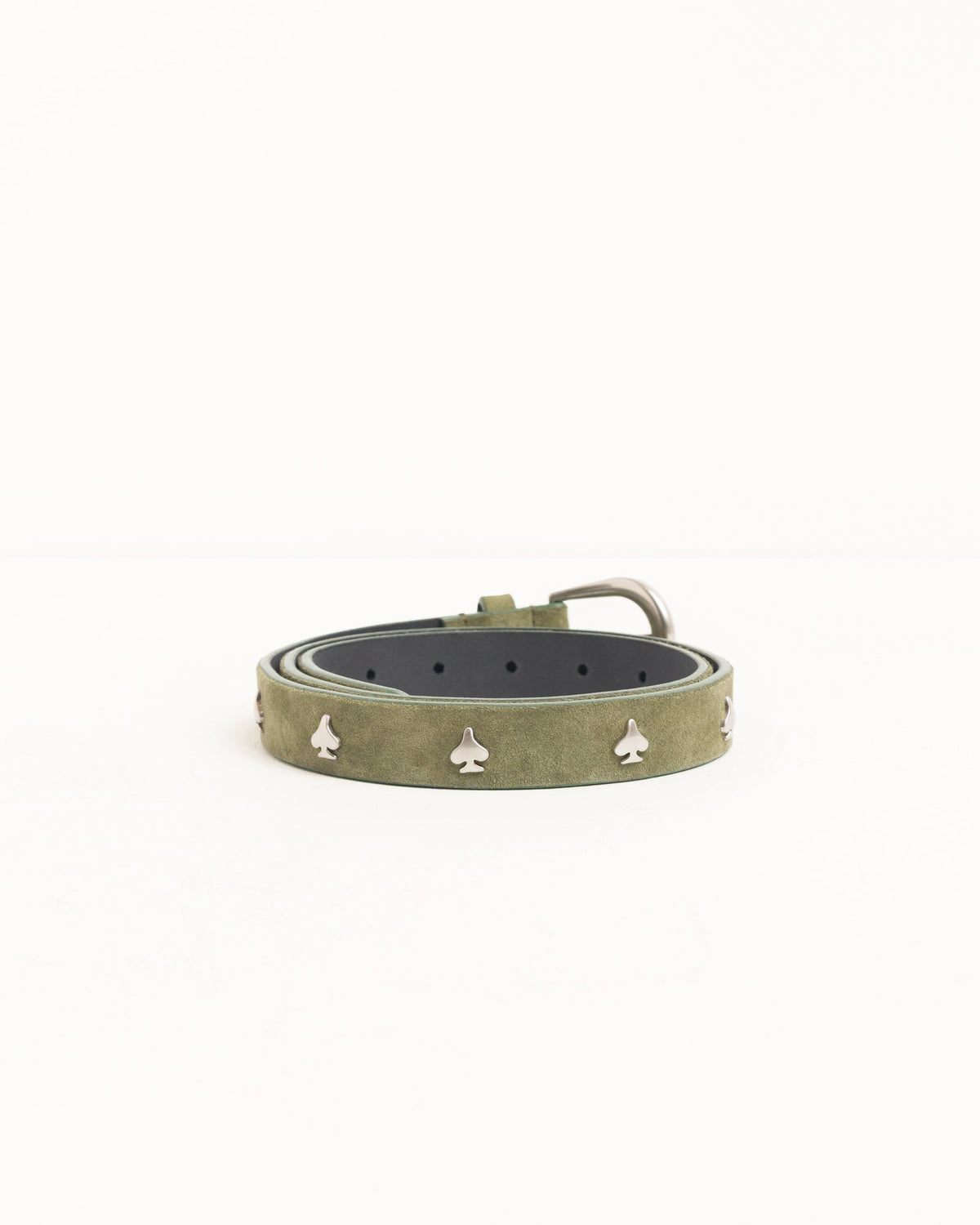 Spade Emblem Belt Unisex In Olive Suede