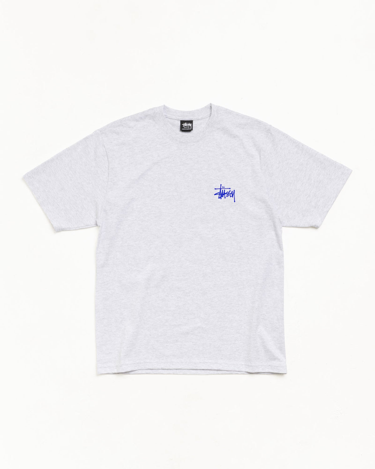 Basic Stussy Tee Unisex Short Sleeve In Ash Heather/blue