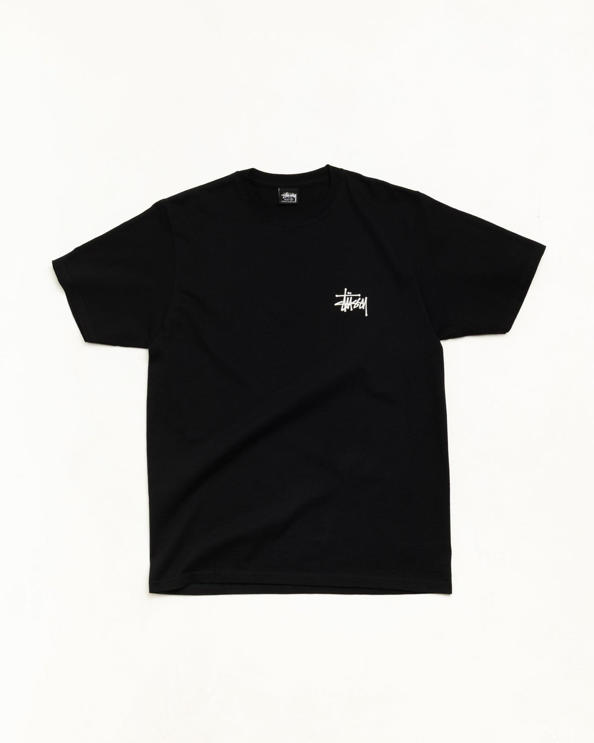 Basic Stüssy Tee unisex short-sleeve cotton in black