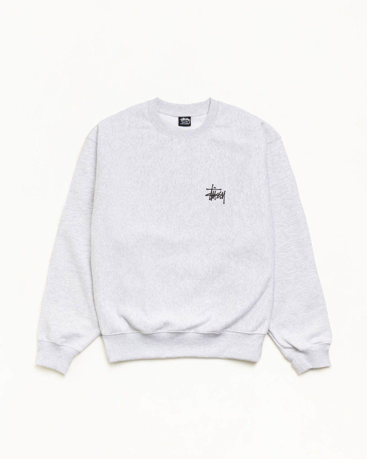 Basic Stüssy Crew fleece sweatshirt in Ash Heather