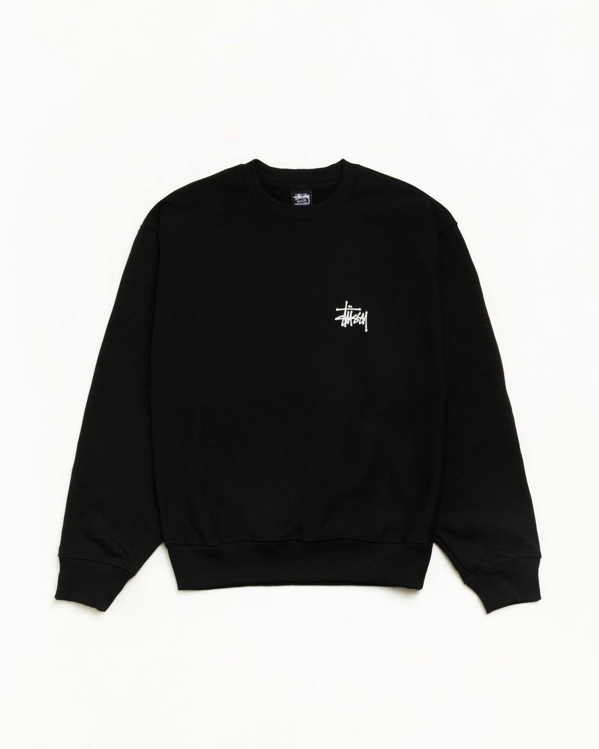 Basic Stüssy Crew Unisex Long Sleeve in Black