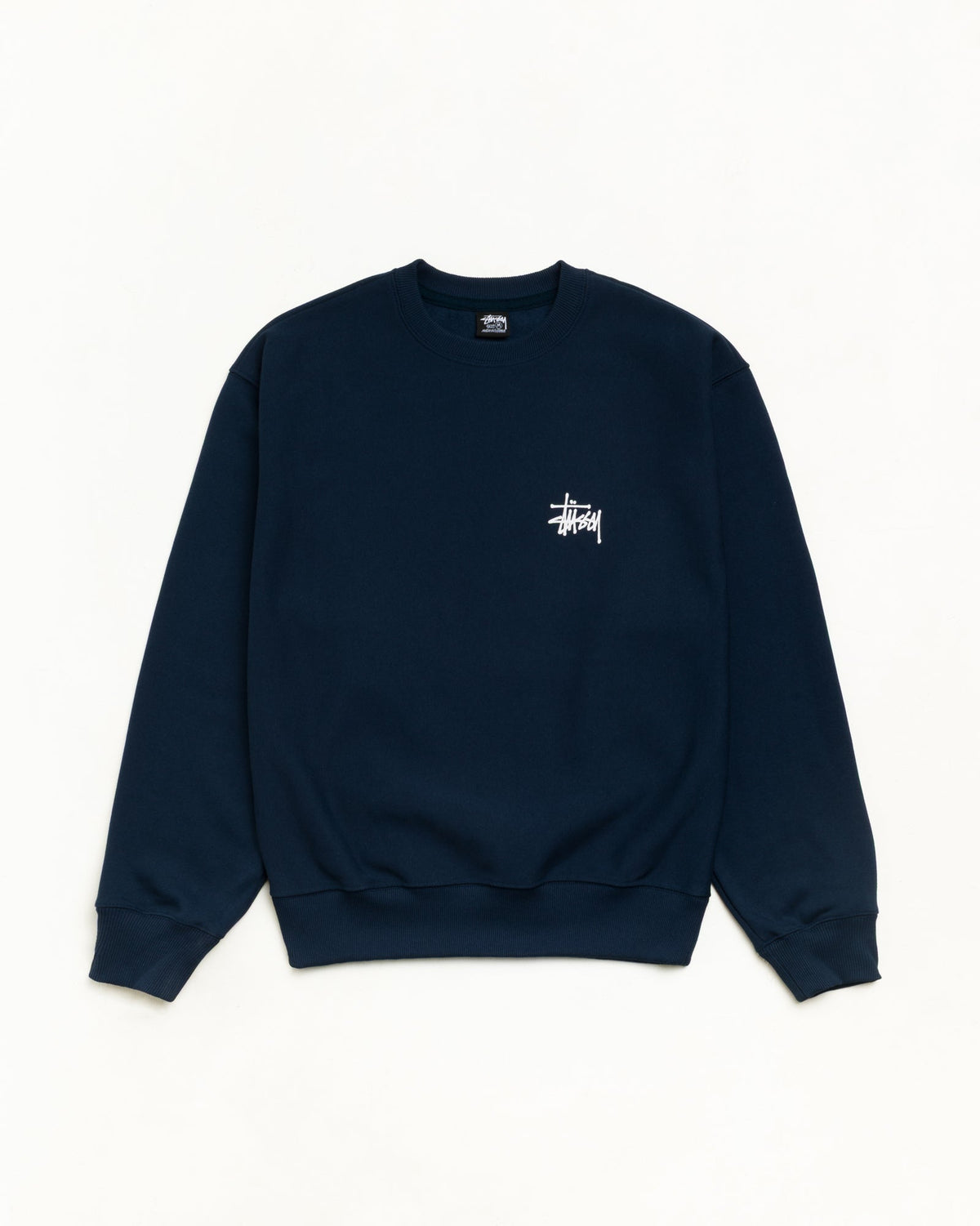 Basic Stüssy Crew unisex fleece sweatshirt in navy