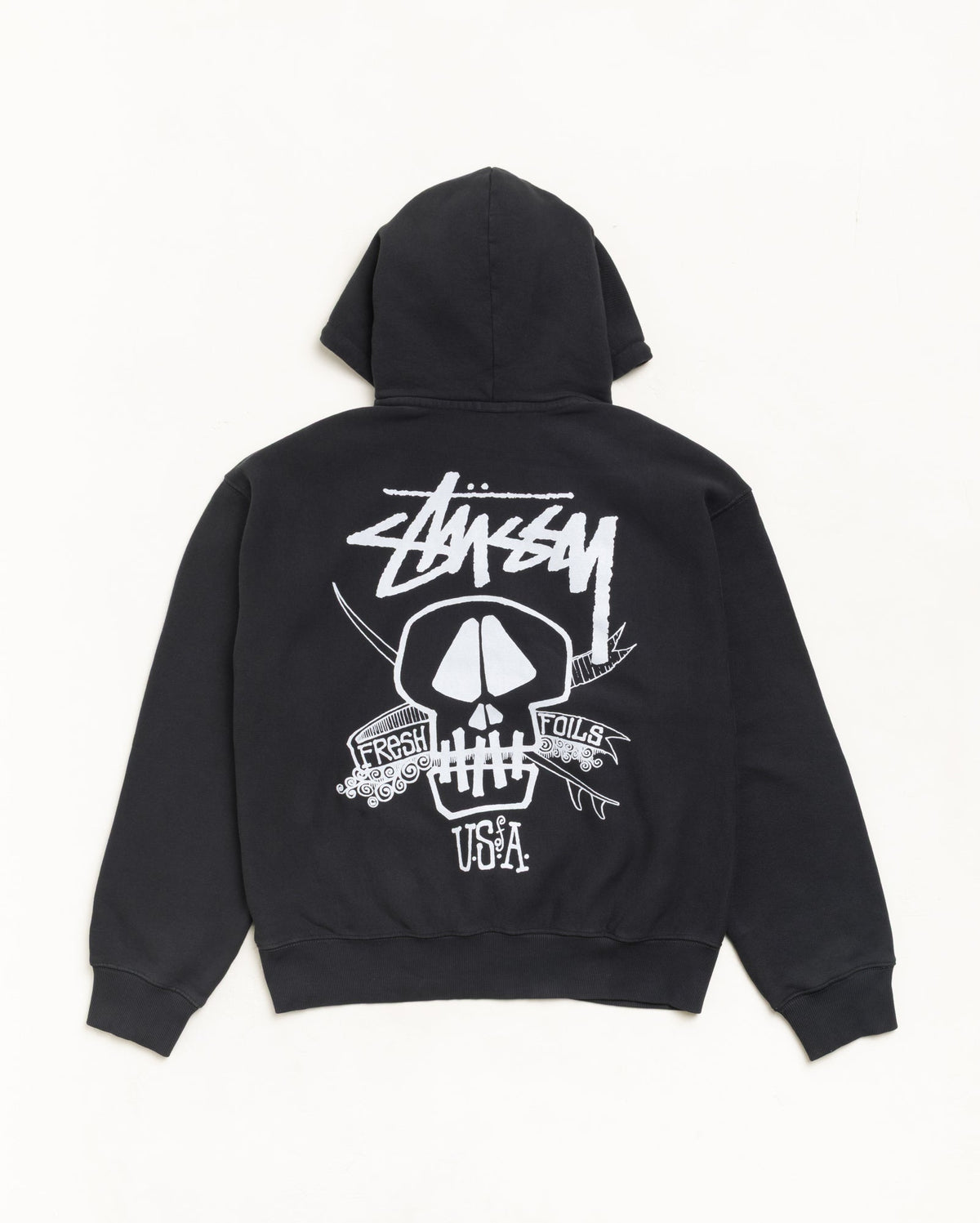 Fresh Foils Gar. Dyed Hood Unisex Long Sleeve In Faded Black