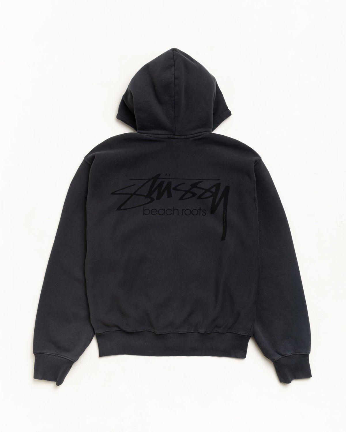 Beach Roots Gar. Dyed Zip Hood Unisex Long Sleeve In Faded Black