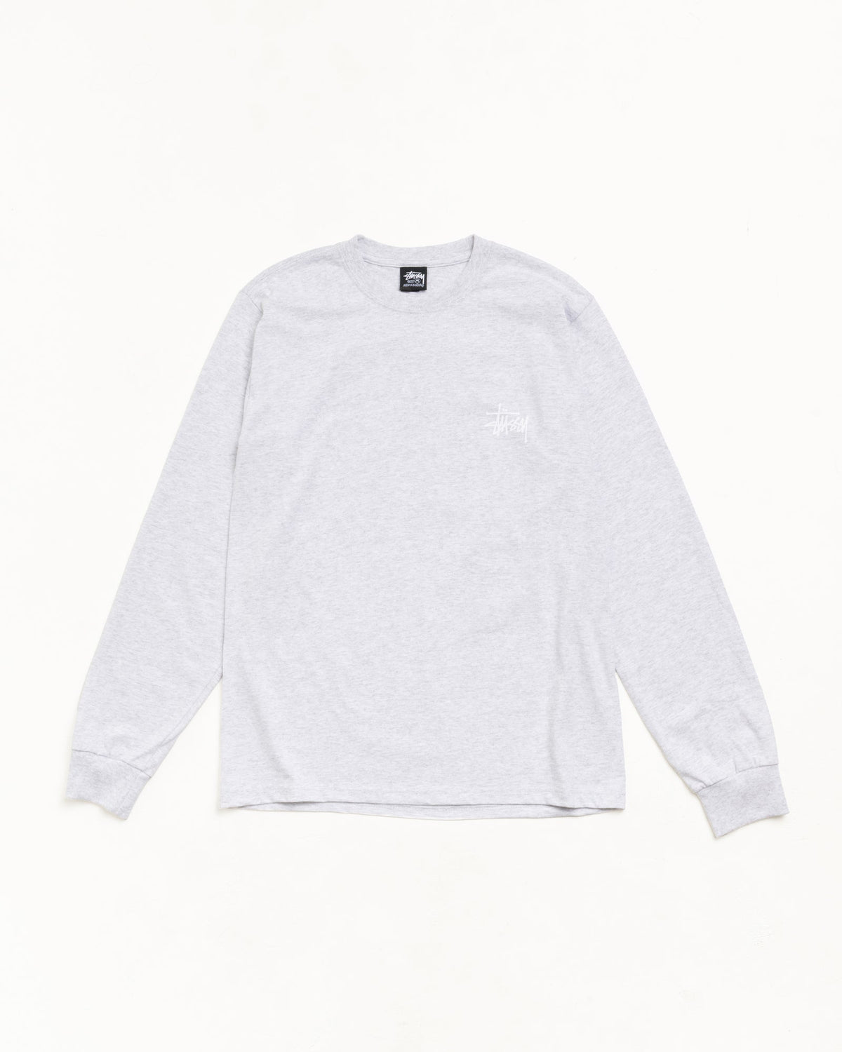 Basic Stussy Ls Tee Unisex Long Sleeve In Ash Heather