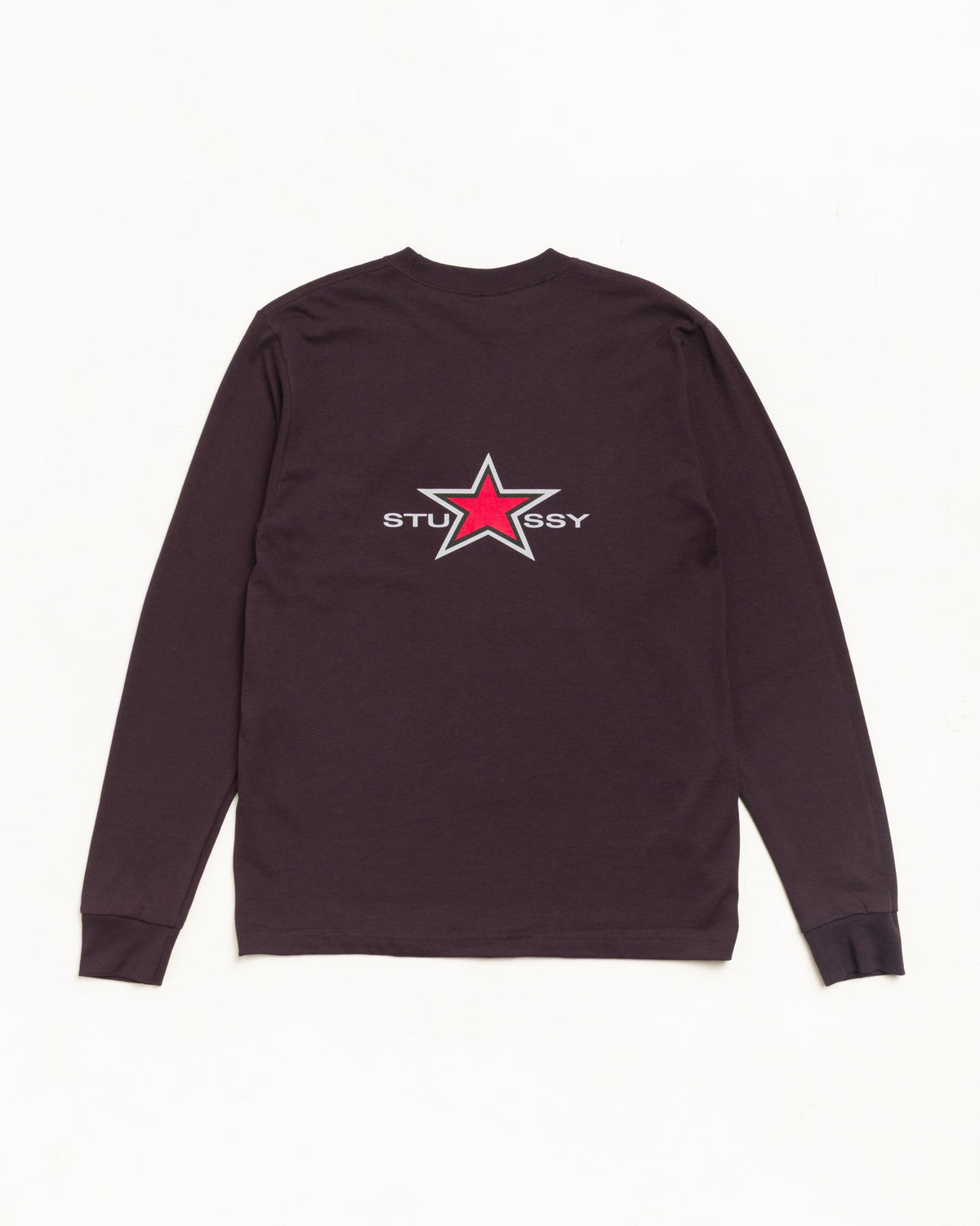 Stussy Star Ls Tee Unisex Long Sleeve In Chocolate