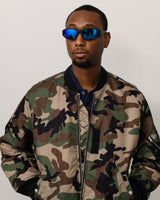 Matte Black Rubber/Blue Mirror Lens