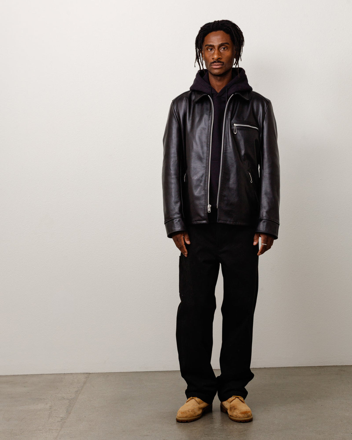 Leather Jacket Unisex Long Sleeve In Black