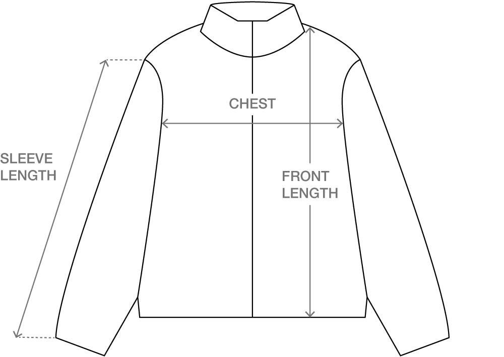 Size guide for ZIP FLEECE MOCK NECK