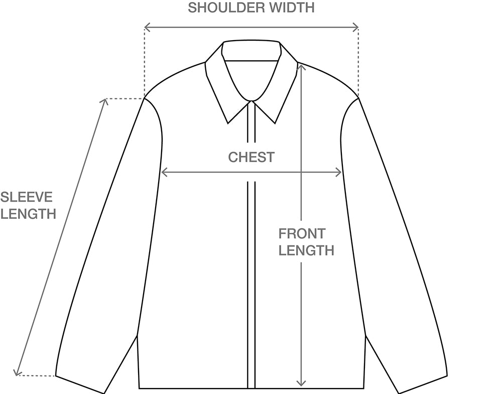 Size guide for CANVAS WORK OVERSHIRT