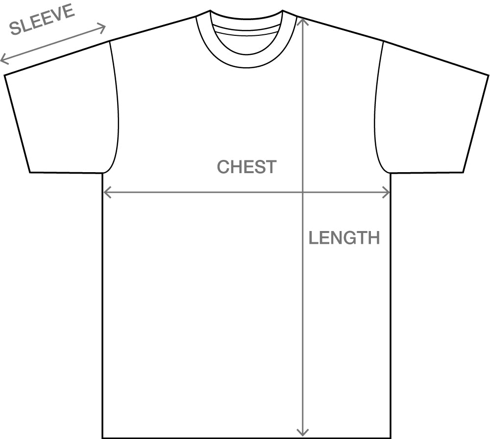 Size guide for BASIC STÜSSY TEE