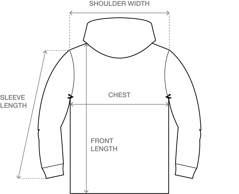 Size guide for BASIC STÜSSY HOODIE